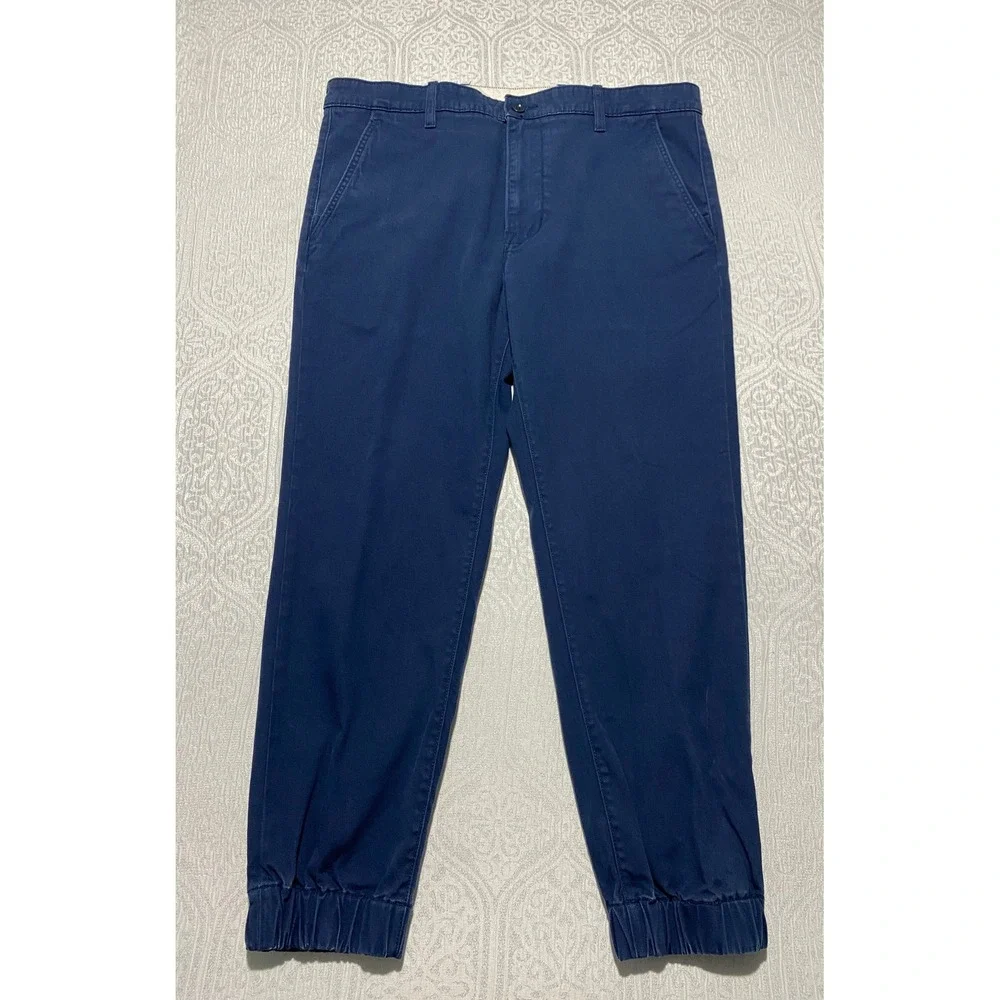 Levis Mens Navy Blue Cotton Stretch Chino Jogger Pants 36x27